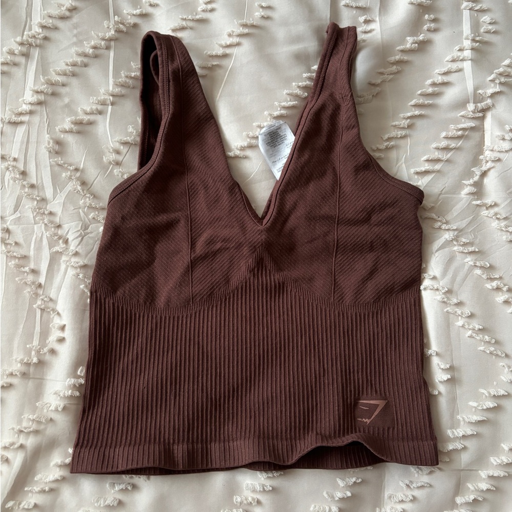 Gymshark Brown Ribbed Crop Top